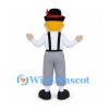 Bear Mascot Costume with Black Hat and Red Tie