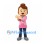 Woman Mascot Costume with Brown Hair Bun and Pink Jacket