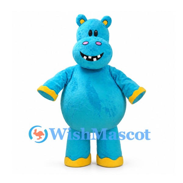 Monster Mascot Costume in Blue with Yellow Cuffs