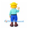 Farmer Mascot Costume with Yellow Hat and Blue Shorts