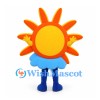 Sun Mascot Costume in Yellow and Orange with Blue Skirt