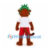 Tiger Mascot Costume with Green Head Wrap and Red Shorts