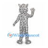 White Tiger Mascot Costume with Black Stripes