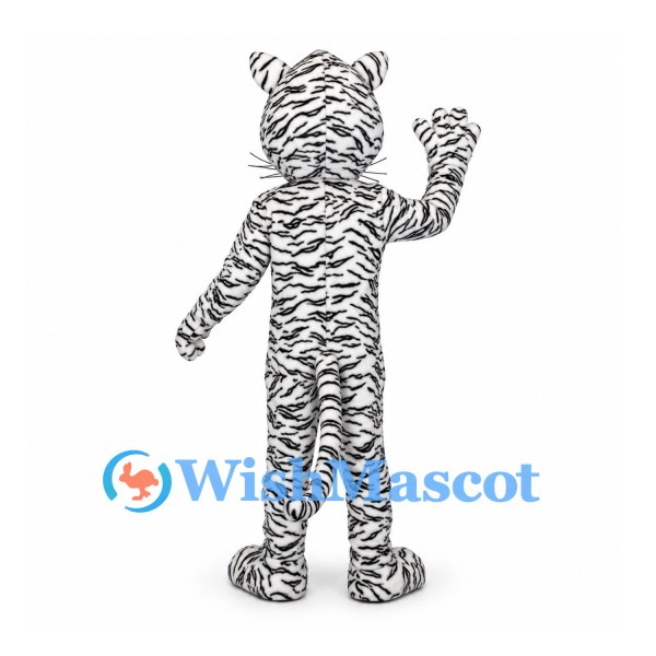 White Tiger Mascot Costume with Black Stripes