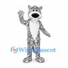 White Tiger Mascot Costume with Black Stripes