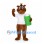 Cat Mascot Costume in Brown with White Shirt and Green Roll