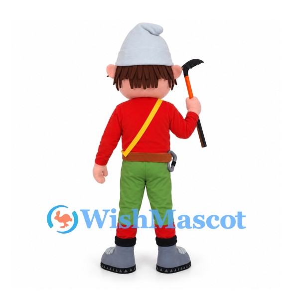 Miner Mascot Costume with Gray Hat and Green Pants