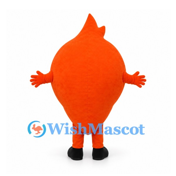 Flame Mascot Costume in Orange with White Smiling Face