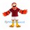 Parrot Mascot Costume in Red with Burgundy Sports Shirt