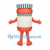 Apricot Jam Jar Mascot Costume with Green Striped Lid