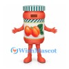 Apricot Jam Jar Mascot Costume with Green Striped Lid