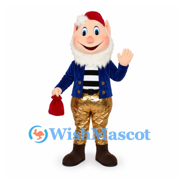 Sailor Mascot Costume with White Beard and Gold Pants