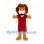 Lion Mascot Costume with Burgundy Sports Uniform