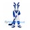 Antelope Mascot Costume in Blue and White with Hockey Stick