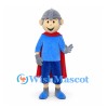 Knight Mascot Costume with Gray Helmet and Red Cape
