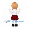 Girl Mascot Costume with White Shirt and Burgundy Skirt