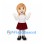 Girl Mascot Costume with White Shirt and Burgundy Skirt