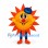 Sun Mascot Costume with Blue Hat and Orange Rays