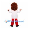 Man Mascot Costume with Curly Brown Hair and White Coat