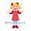 Girl Mascot Costume with Blond Pigtails and Red Floral Dress