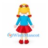 Flower Girl Mascot Costume with Blond Braids and Red Skirt