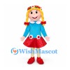 Flower Girl Mascot Costume with Blond Braids and Red Skirt