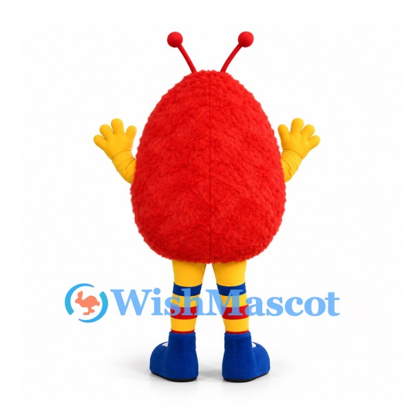 Bug Mascot Costume in Red with Yellow Gloves