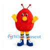 Bug Mascot Costume in Red with Yellow Gloves