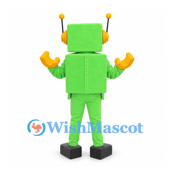 Robot Mascot Costume in Green with Heart Display