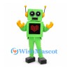 Robot Mascot Costume in Green with Heart Display