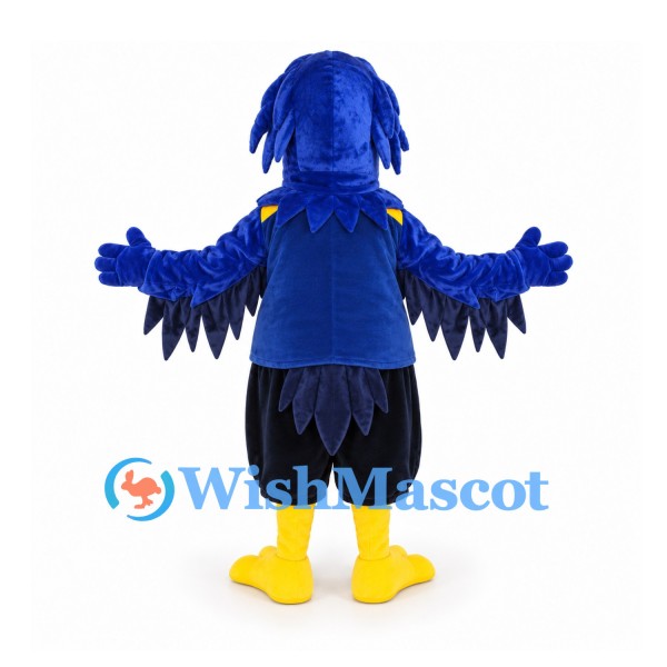 Bird Mascot Costume in Blue with Layered Wings