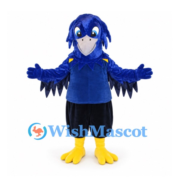 Bird Mascot Costume in Blue with Layered Wings