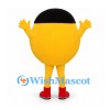 Smiley Face Mascot Costume in Yellow with Black Cap