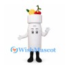 Smoothie Bottle Mascot Costume in White with Fruit Topping