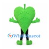 Leaf Mascot Costume in Green with Smiling Face