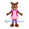 Squirrel Mascot Costume with Pink Dress and Purple Bow