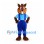 Squirrel Mascot Costume with Blue Overalls and Striped Shirt