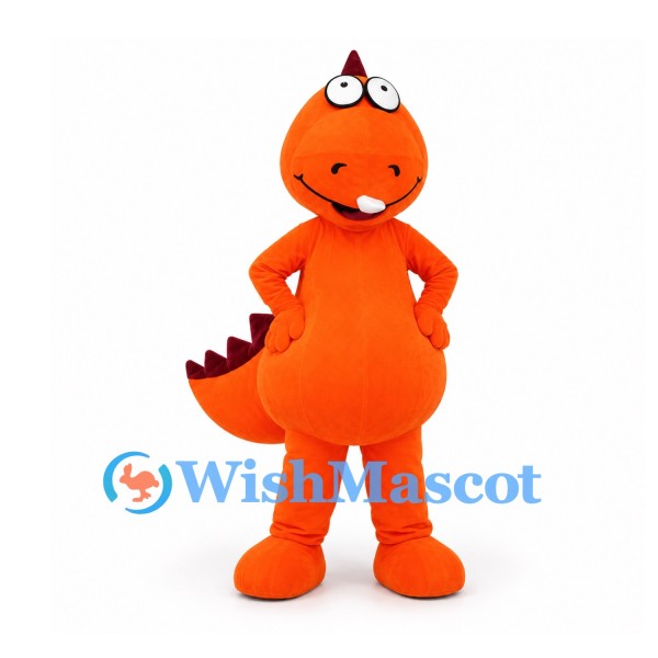 Dinosaur Mascot Costume in Orange with Red Back Spikes