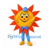 Sun Mascot Costume with Blue Bow Tie and Cap