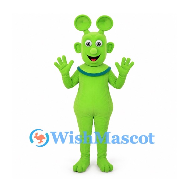 Alien Mascot Costume in Green with Round Antennae