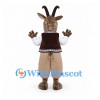 Goat Mascot Costume with Embroidered Vest and Beige Pants