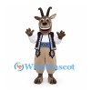 Goat Mascot Costume with Embroidered Vest and Beige Pants