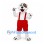 Dog Mascot Costume in White with Red Overalls