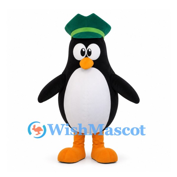 Penguin Mascot Costume with Green Cap