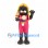 Cat Mascot Costume with Blond Braids and Pink Overalls