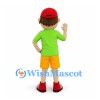 Boy Mascot Costume with Red Cap and Green Shirt