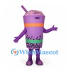 Bubble Tea Mascot Costume in Purple with Straw