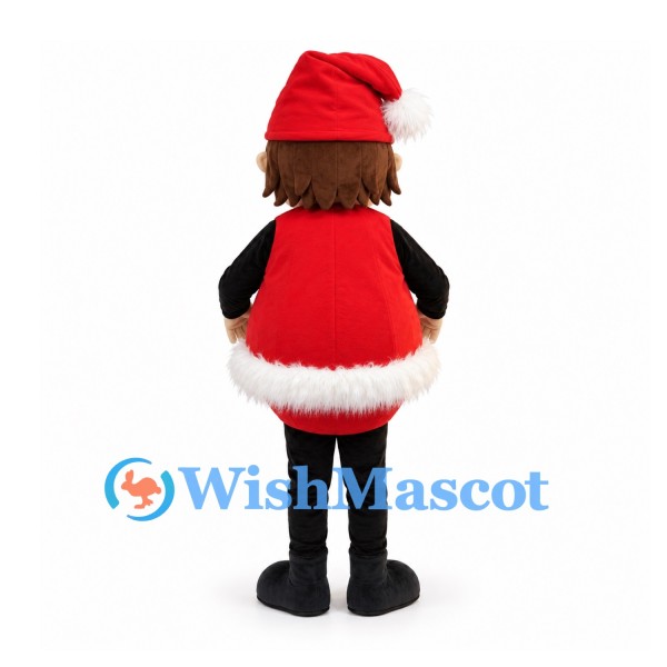 Christmas Girl Mascot Costume with Red Hat and Vest