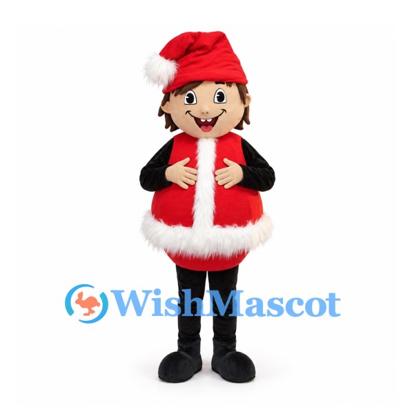 Christmas Girl Mascot Costume with Red Hat and Vest