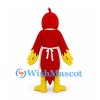 Parrot Mascot Costume in Red and Yellow with Floral Apron
